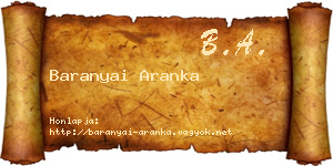 Baranyai Aranka névjegykártya